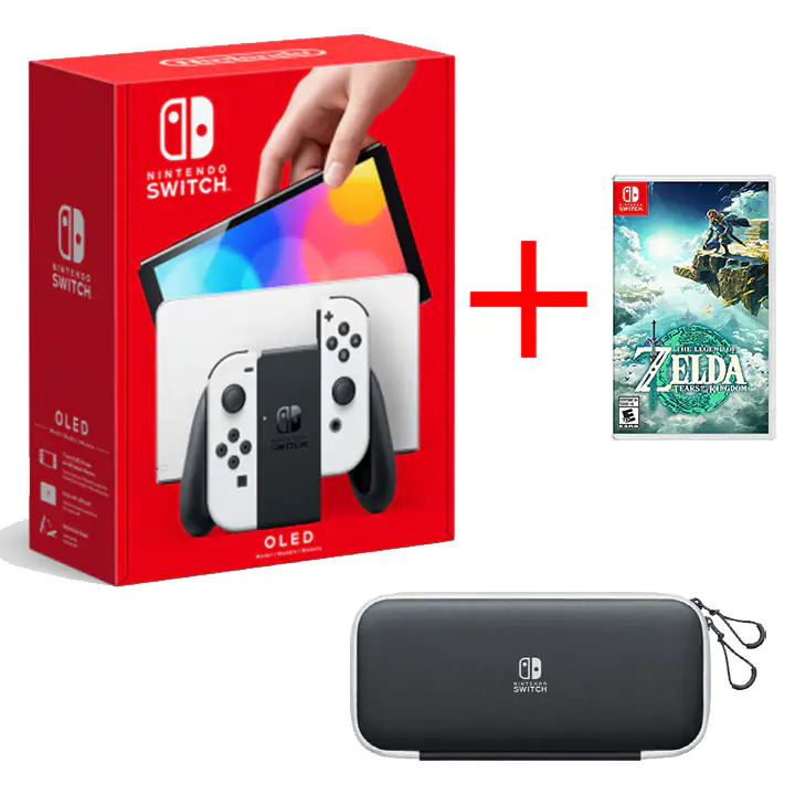 Nintendo Switch OLED White & Carrying Case/Zelda Game
