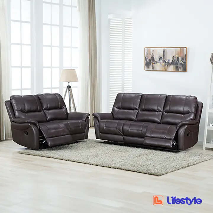 Reggio Reclining Sofa and Loveseat in Chocolate by Lifestyle