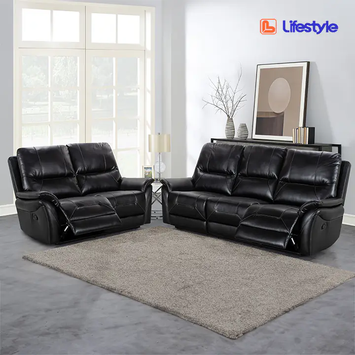 Reggio Reclining Sofa and Loveseat in Charcoal by Lifestyle