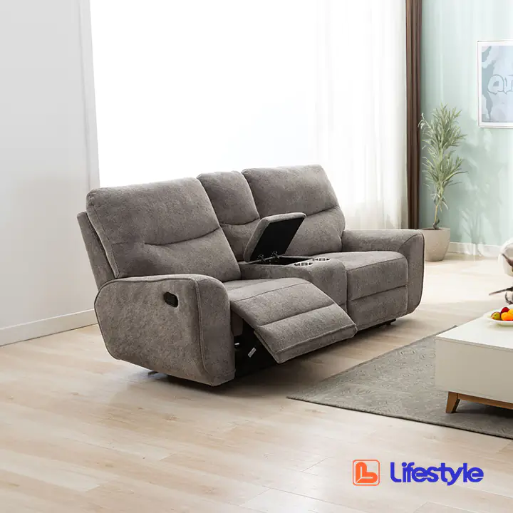 Plush Reclining Loveseat in Oatmeal by Lifestyle