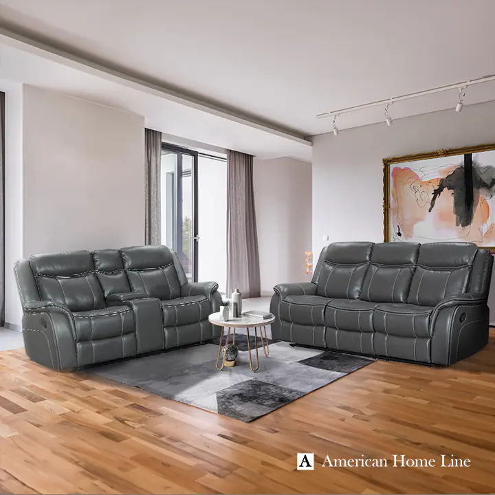 Scorpio Reclining Sofa and Loveseat Set in Grey