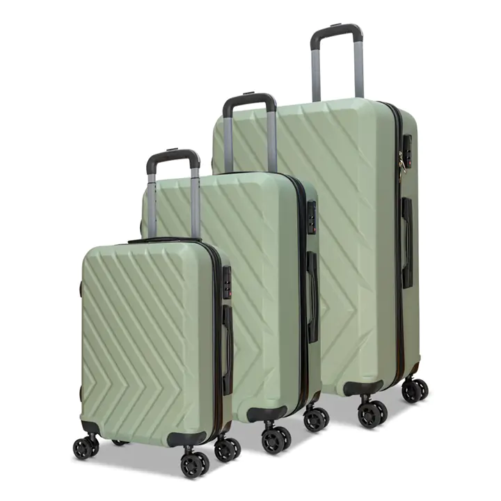 NICCI Highlander Collection Luggage 3 Piece Set Sage Green