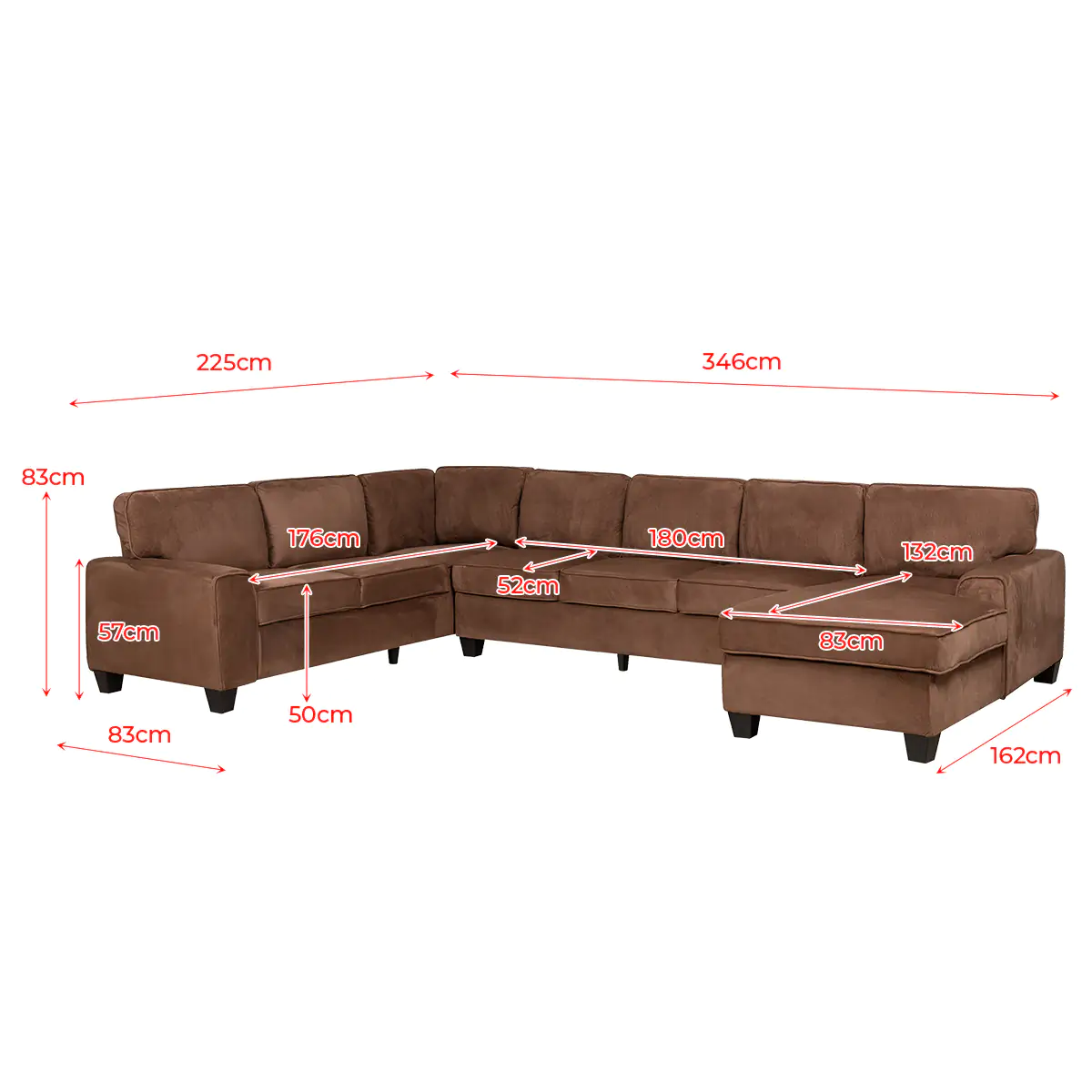 Boswell Storage Sectional in Chocolate