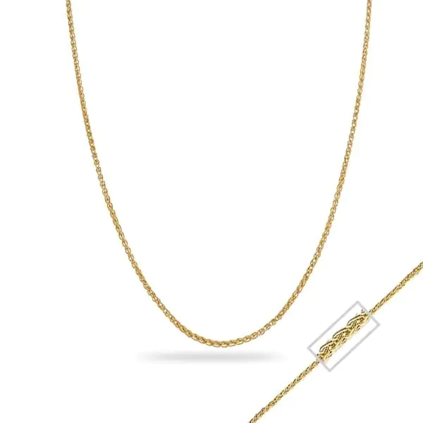 CJ 18” 14K Yellow Gold Round Wheat Chain Necklace - 3.15gm