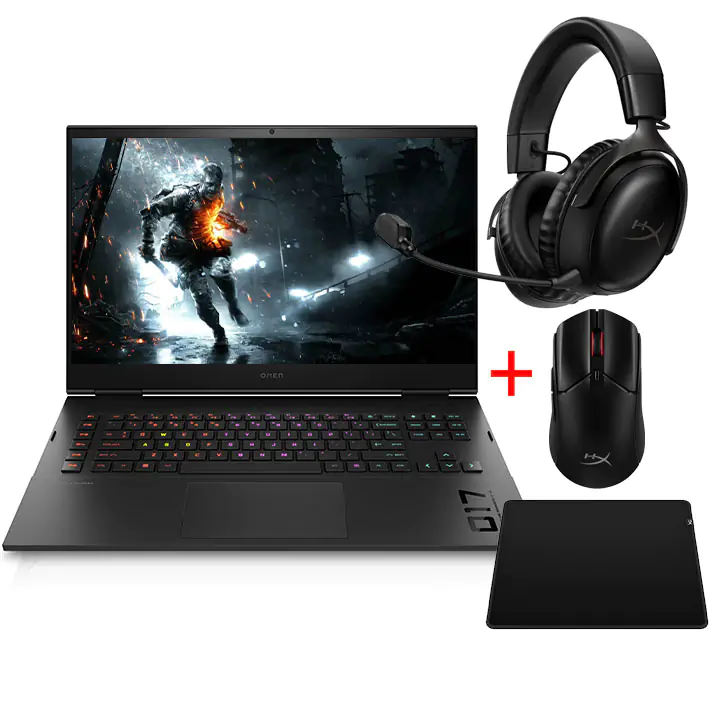 HP OMEN 17.3” RTX™ 4060 Gaming Laptop with Headset / Mouse / Pad Bundle
