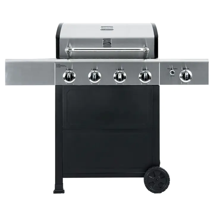 Kenmore - 4 Burner Gas Grill Plus Side Burner - Black with Stainless S