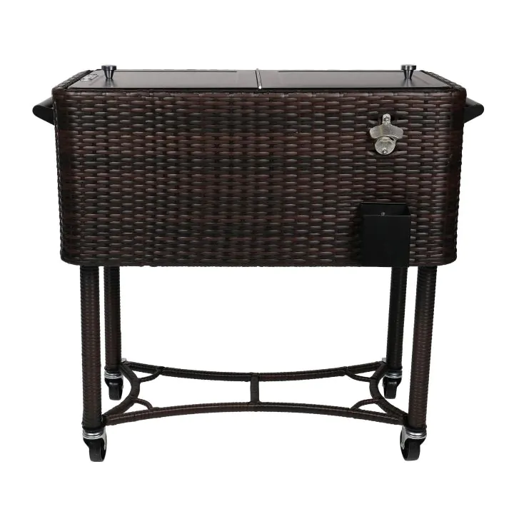 Permasteel - 80QT Wicker Patio Cooler - BROWN