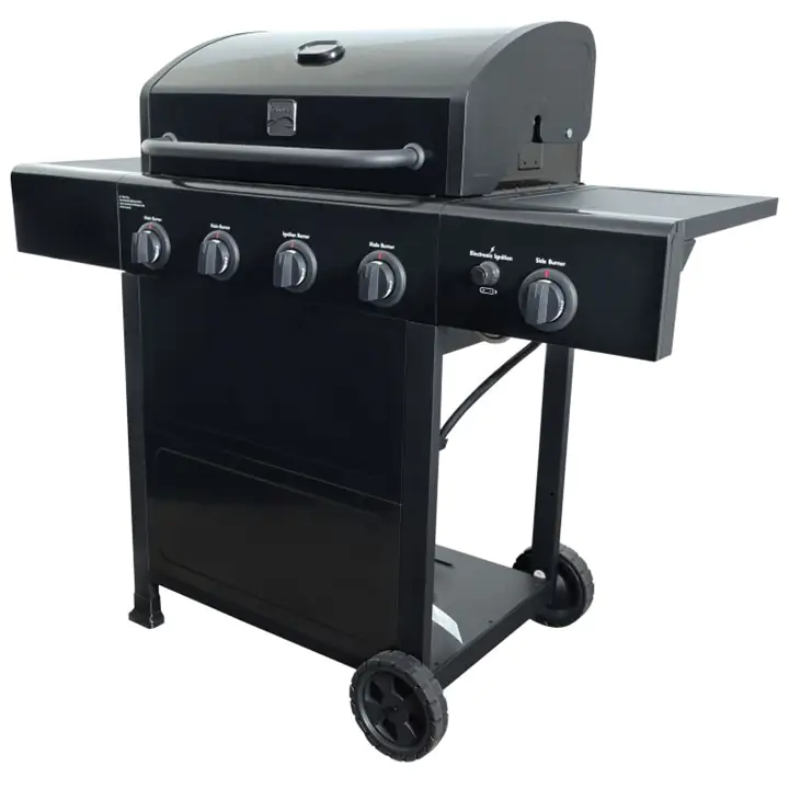 Kenmore - 4 Burner Gas Grill Plus Side Burner - All Black