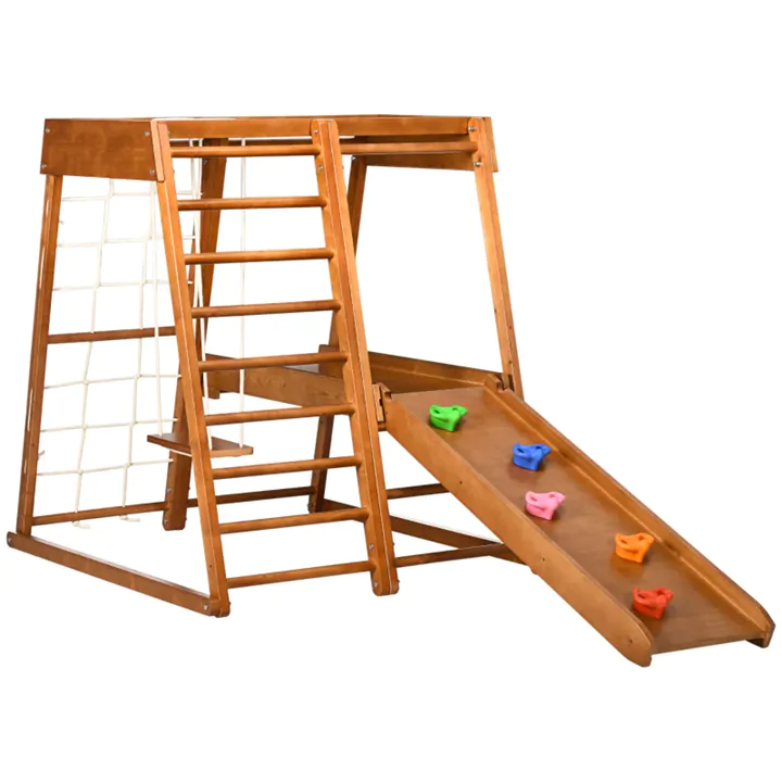6-in-1 Indoor Playground Jungle Gym with Slide for Kids 3-10 Yrs
