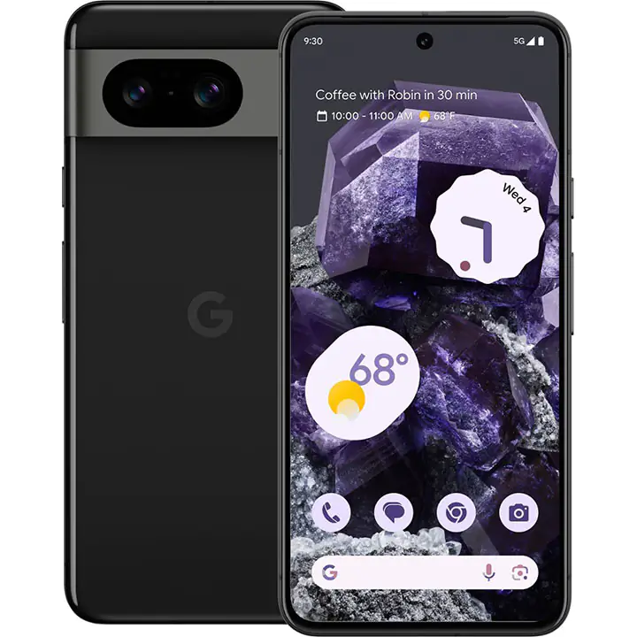 Google Pixel 8 6.2” 128GB (Unlocked) - Obsidian Black (Google Tensor G3/8GB/128GB/Android)