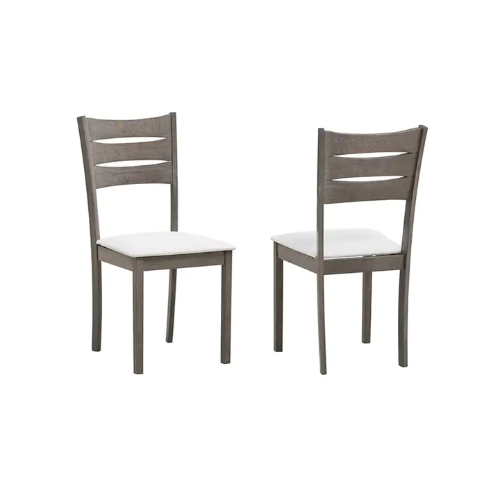 5-PC Antique Grey Dining Chairs w/ Creme Fabric Seats