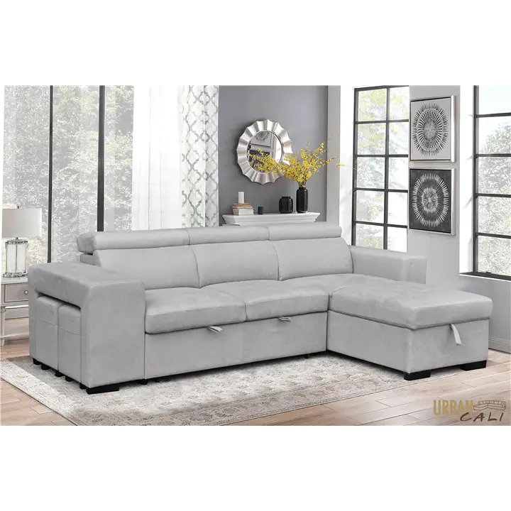 Urban Cali Sonoma Sectional Sofa with Reversible Chaise in Canvas Grey