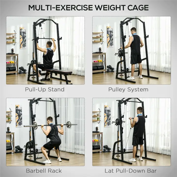 15 Level Squat Rack Cable Pulley System Pull up Push up Stand