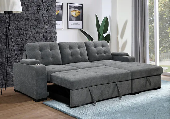 Modern Grey RHF Sectional Sofa Bed - Stylish and Functional