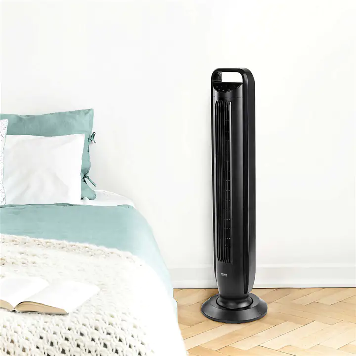 Seville Oscillating Black Tower Fan with Touch Controls