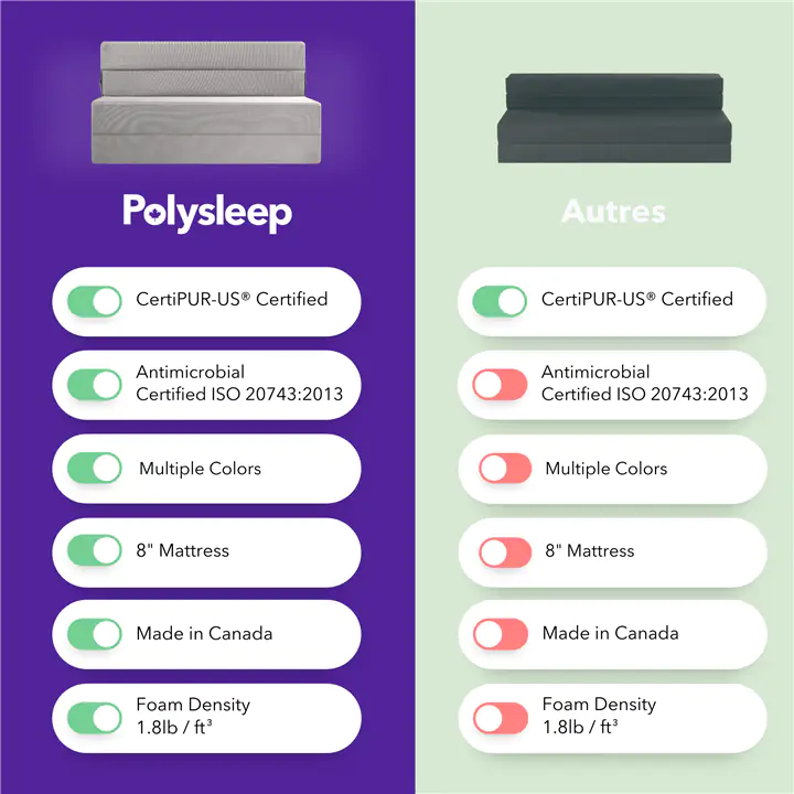 Polysleep Grey Polycouch Foldable Memory Foam Mattress Sofa — Queen