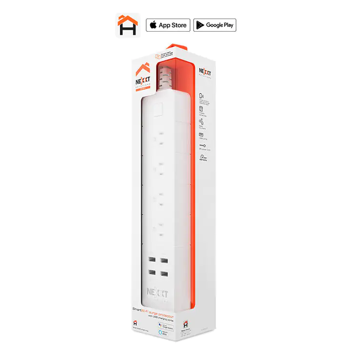 Nexxt Smart Wi-Fi power strip with USB charging ports