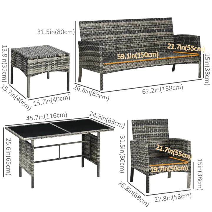 Premium 6-Piece Sectional Patio Furniture and Dining Set