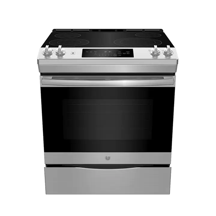 GE 30” Electric Slide-In Front Control Range with Storage Drawer