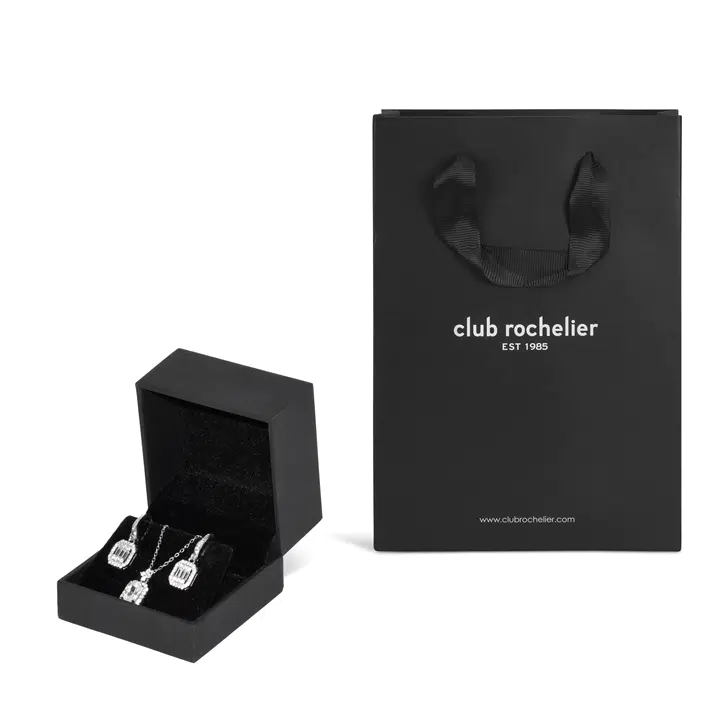 Club Rochelier Cubic Zirconia Geometric Necklace and Drop Earrings Set