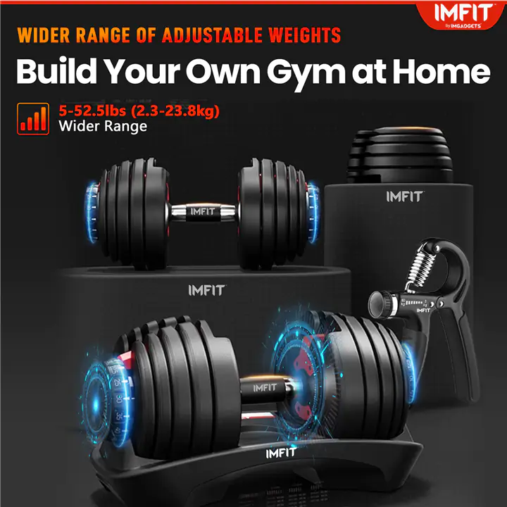 IMFit 5lb-52.5lb Adjustable Dumbbell , Free Hand Grip Strengthener