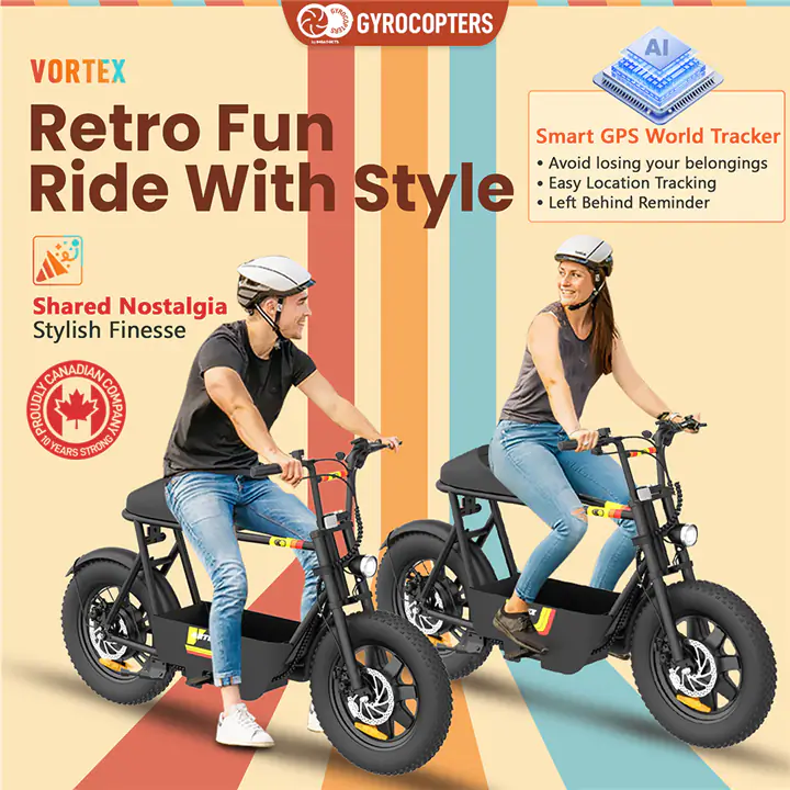 Gyrocopters Vortex Electric Bike with storage, Fat tire E-bike