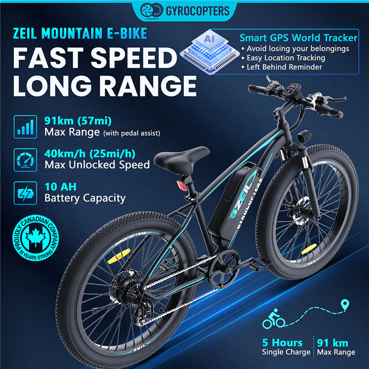 Gyrocopters Zeil Mountain E- Bike, 500 W Motor, 27.5*3” tires,32km/h