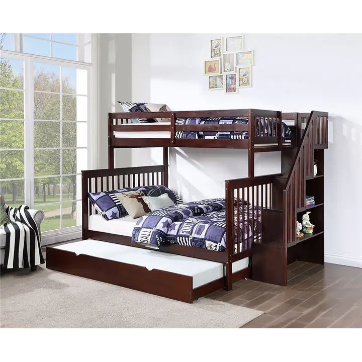 Staircase Bunk Bed with Pull out Trundle - Espresso