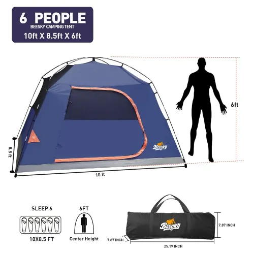 Camping Tent For 6 people Waterproof Windproof Tent