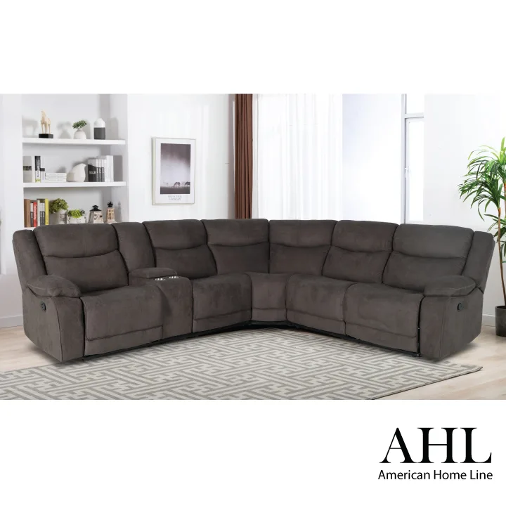 Saxon Reclining Sectional in Chocolate