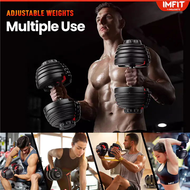 IMFit 5lb-52.5lb Adjustable Dumbbell , Free Hand Grip Strengthener