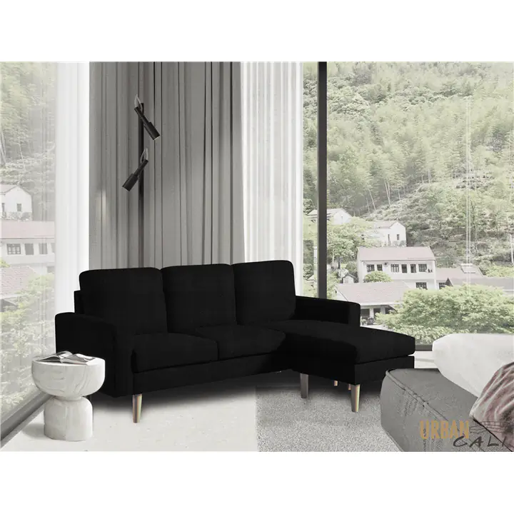 Urban Cali Hillsborough Sectional Sofa with Reversible Chaise in Black