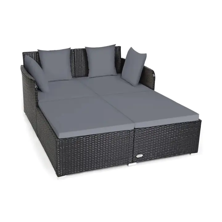 Gray Outdoor Rattan Daybed