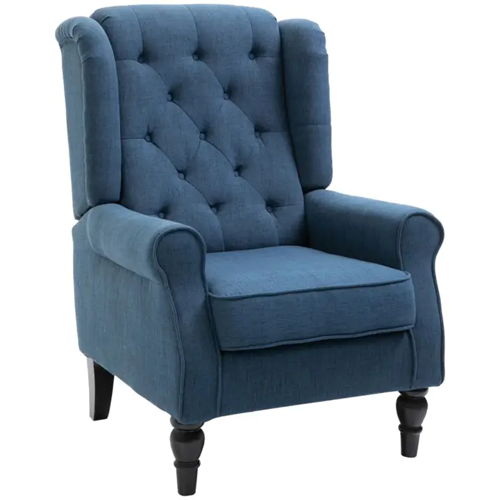 Fabric Accent Chair, Button Tufted Modern Living Room Chair, Blue