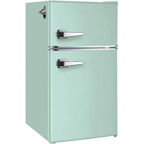 2-Door Mini Fridge with 7 Adjustable Temperature Modes (Green)