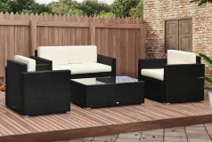 All-Weather Wicker Set - 4' Thick Cushions - 49' Loveseat & 2 Chairs