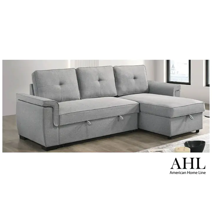 Alena Reversible Sectional Chaise & Sleeper - Frost Grey