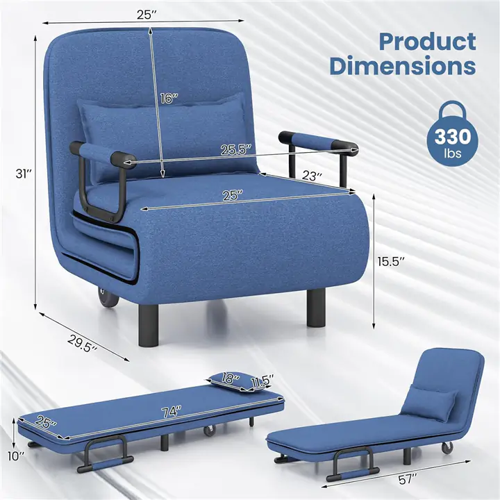 3-in-1 Sleeper Chair, Convertible Sofa Bed