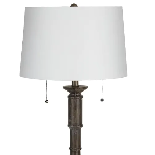 A Set of Two 58 inch Rustic Grey Faux Wood Floor Lamp