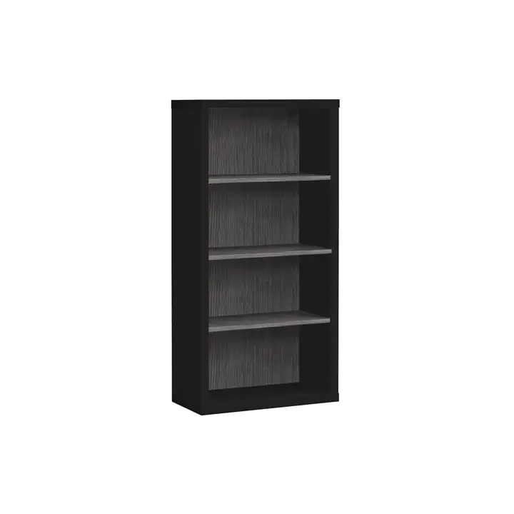 BOOKCASE - 48'H / BLACK / GREY WITH ADJUSTABLE SHELVES