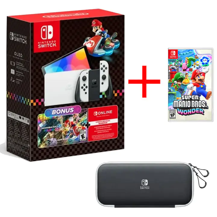 Nintendo Switch OLED White Mario Kart 8/Carrying Case/Super Mario Game