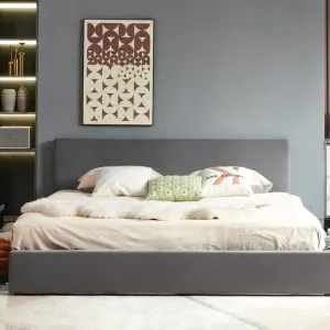 (Grey) Queen Velvet Storage Platform Bed Frame