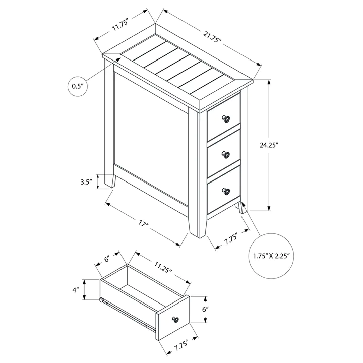NIGHT STAND - 24'H / ESPRESSO VENEER END TABLE