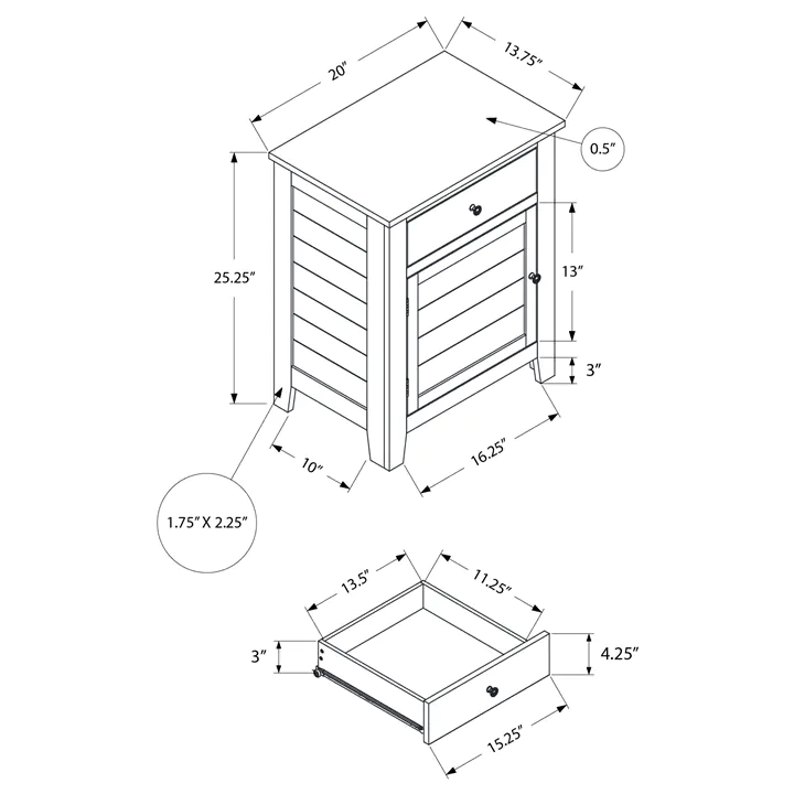 NIGHT STAND - 25'H / BLACK VENEER END TABLE