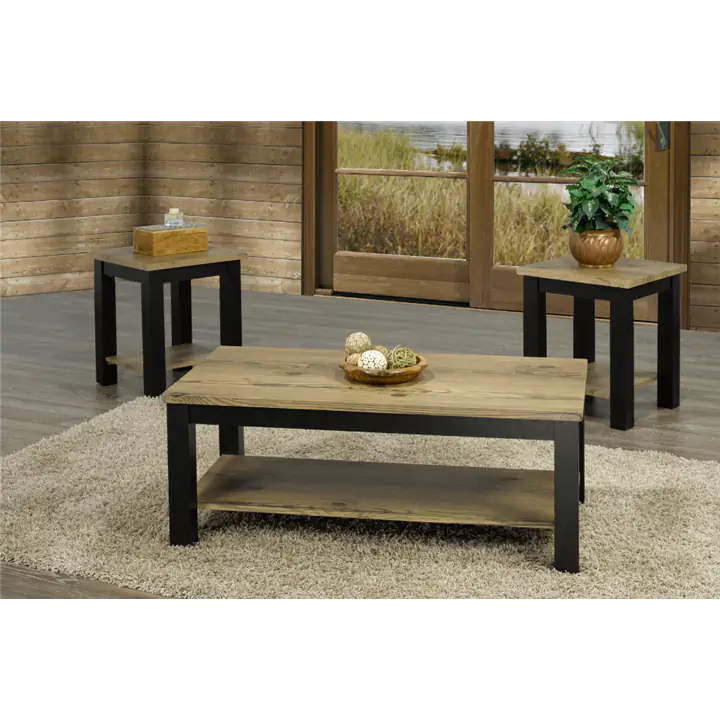 Coffee Table Set- Distressed, Oak and Espresso Finish