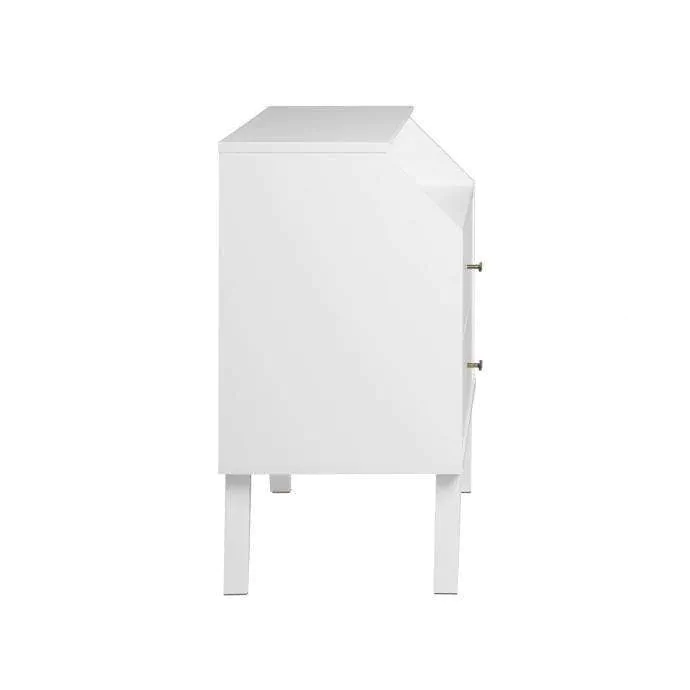 Modubox Milo Mid-Century 2 Drawer Nightstand with Angled Top in White