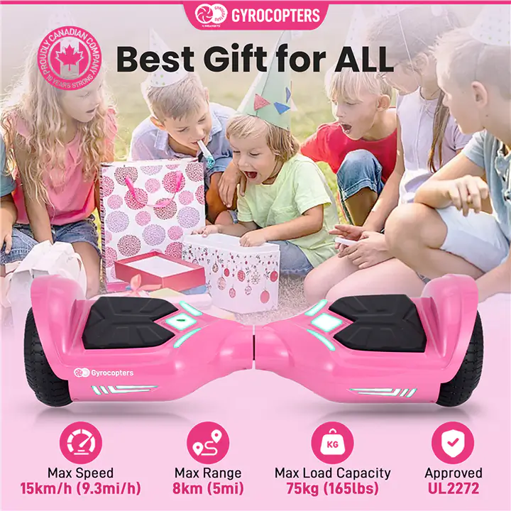 Gyrocopters Prime All New 2025 Hoverboard, Pink