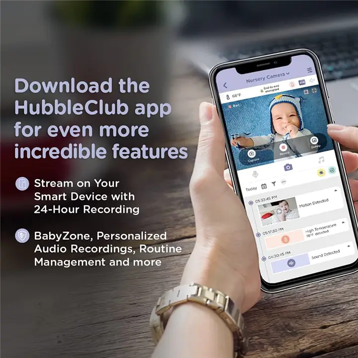 Hubble Connected Nursery Pal Crib Edition 5 in. Smart HD Baby Monitor