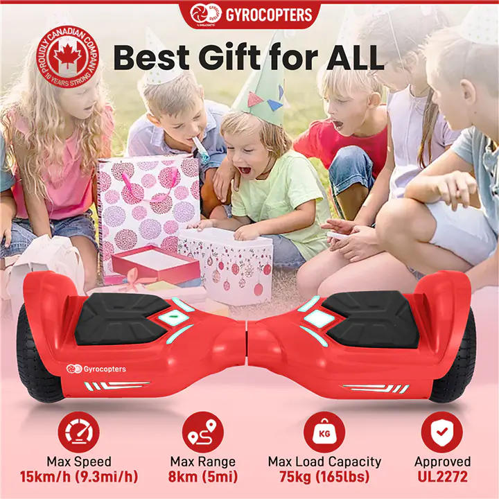 Gyrocopters Prime All New 2025 Hoverboard, Red