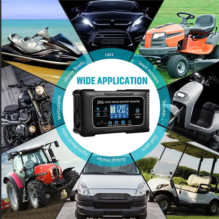 20-Amp Lifepo4 Lithium AGM Gel Smart Battery Charger